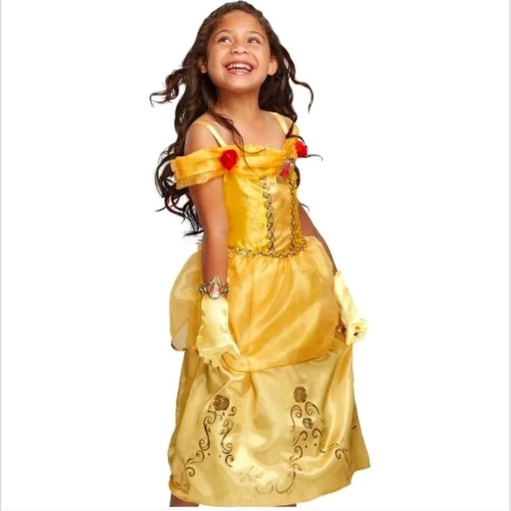Disney Belle Beauty and the Beast Costume Girls Size 4-6X Yellow Dress Set NWT‎